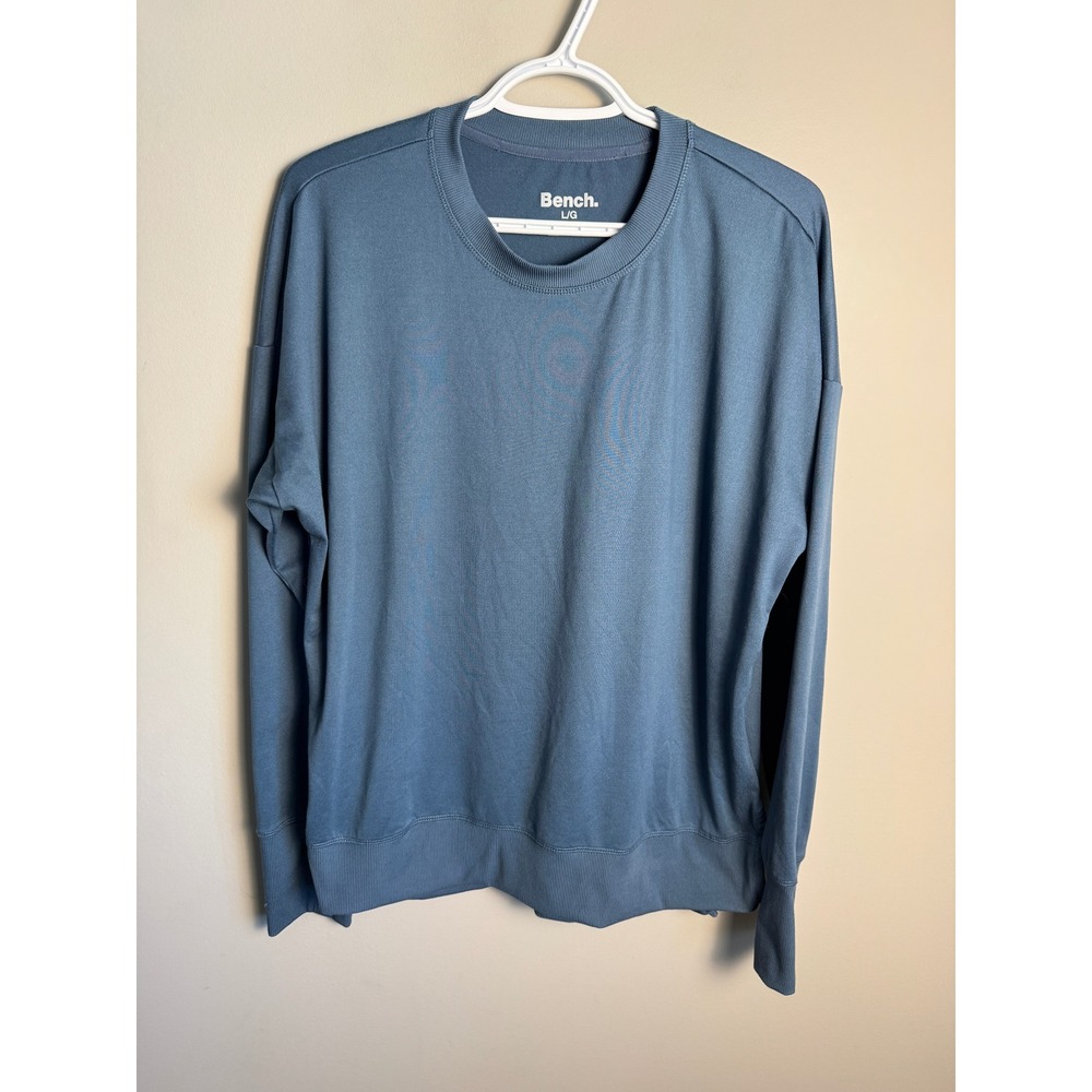 Bench Womens Grayish Blue Pullover Sweatshirt L Athleisure Sporty Crewneck